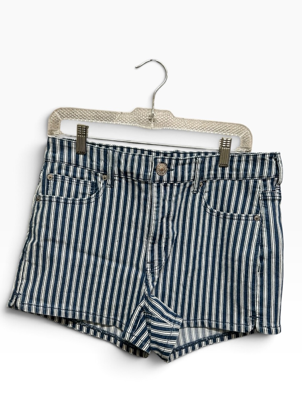 American Eagle Blue White Stripe Next Level Stretch Shorts Size 12